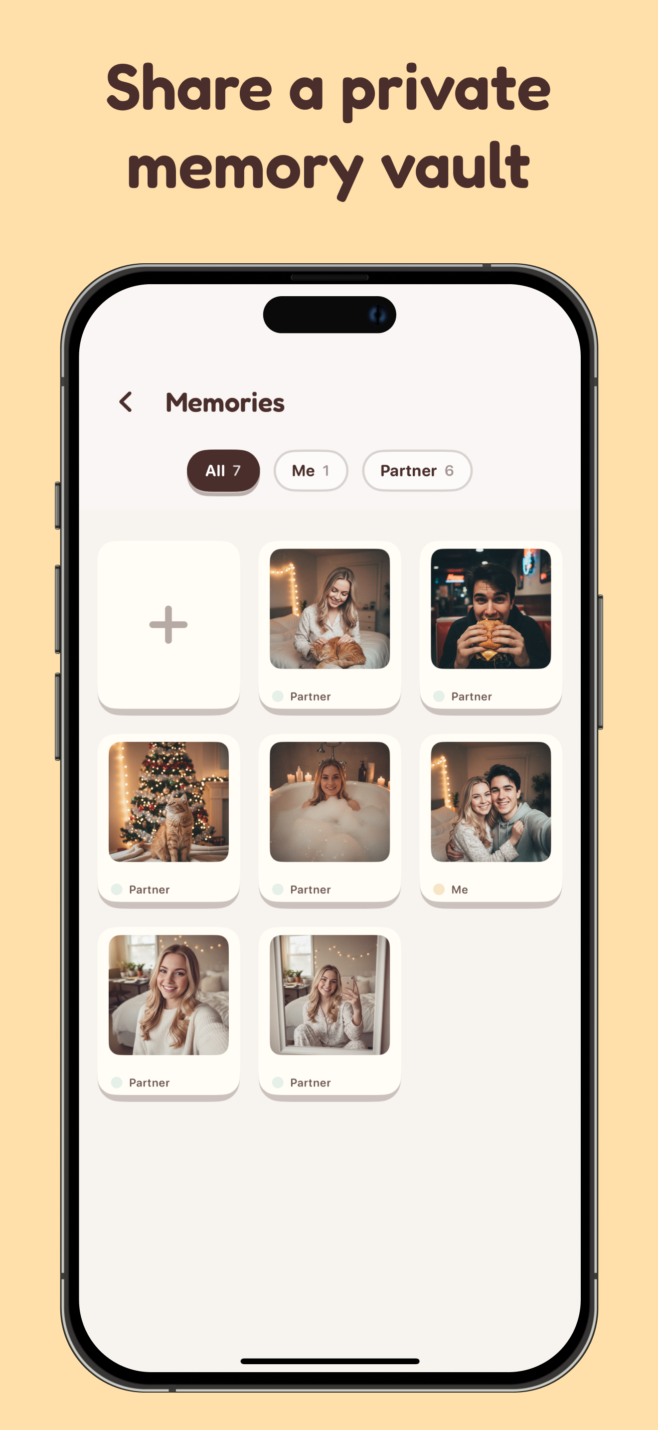 Private photo vault for couples with passcode protection